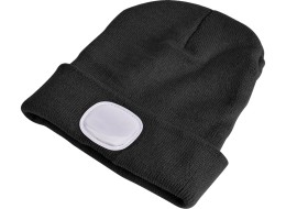 Čiapka s čelovkou 180 lm, nabíjateľná, USB, univerzálna veľkosť, bavlna/PE, čierna