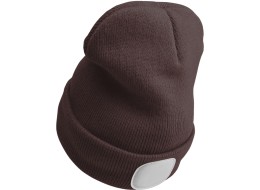 Čiapka s čelovkou 180 lm, dobíjacia, USB, univerzálna veľkosť, bavlna/PE, hnedá