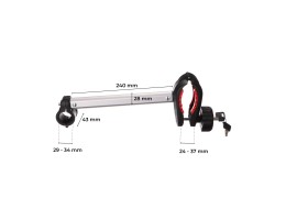 Rameno / držiak rámu bicykla k nosiču na ťažné zariadenie, dlhé, dĺžka 24 cm - náhradný diel