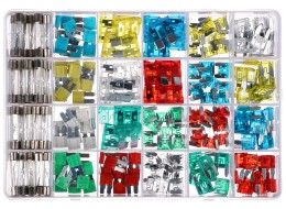 Sada nožových a sklenených automobilových poistiek MECHANIC FUSE SET 215