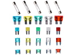 Sada nožových a sklenených automobilových poistiek MECHANIC FUSE SET 215