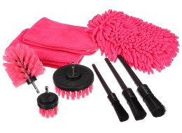 Multifunkčná sada nástrojov na čistenie a umývanie auta CAR DETAILING PINK 9, 9 ks