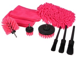 Multifunkčná sada nástrojov na čistenie a umývanie auta CAR DETAILING PINK 9, 9 ks