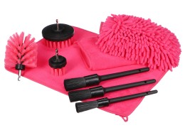 Multifunkčná sada nástrojov na čistenie a umývanie auta CAR DETAILING PINK 9, 9 ks