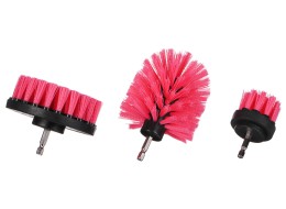 Sada kefiek na vŕtačku na čistenie auta CAR DETAILING DRILL BRUSH PINK 3, 3 ks