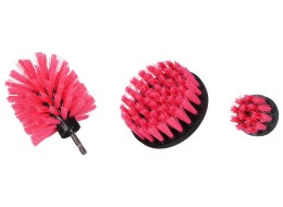 Sada kefiek na vŕtačku na čistenie auta CAR DETAILING DRILL BRUSH PINK 3, 3 ks