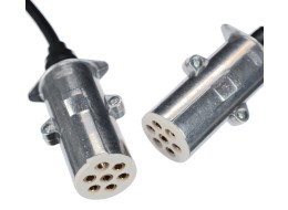 Prepojovací špirálový kábel 7pin typ S TRAILER CABLE 12, kovová zástrčka, 24V, 3,5 m