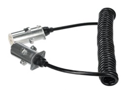 Prepojovací špirálový kábel 7pin typ S TRAILER CABLE 12, kovová zástrčka, 24V, 3,5 m