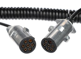 Prepojovací špirálový kábel 7pin typ N TRAILER CABLE 13, kovová zástrčka, 24V, 3,5m