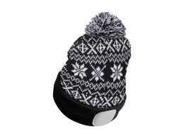 Čiapka s čelovkou 180 lm, dobíjateľná, USB, univerzálna veľkosť, bavlna/PE, zimná čierna
