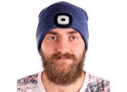 Čiapka s čelovkou 180 lm, nabíjateľná, USB, univerzálna veľkosť, bavlna/PE, modrá