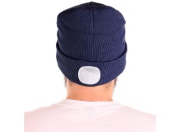 Čiapka s čelovkou 180 lm, nabíjateľná, USB, univerzálna veľkosť, bavlna/PE, modrá