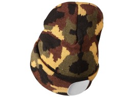 Čiapka s čelovkou 180 lm, dobíjacia, USB, univerzálna veľkosť, bavlna/PE, maskáčová