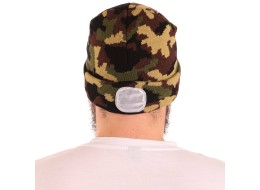 Čiapka s čelovkou 180 lm, dobíjacia, USB, univerzálna veľkosť, bavlna/PE, maskáčová