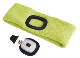 Čelenka s čelovkou 180 lm, nabíjateľná, USB, univerzálna veľkosť, bavlna/PE, fluorescenčná žltá