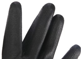 Pracovné rukavice z polyesteru polomáčané v PU GLOVE PE-PU 9, čierne, veľ. 9, 6 párov
