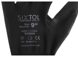 Pracovné rukavice z polyesteru polonamočené v polyuretáne GLOVE PE-PU 9, čierne, veľkosť 9