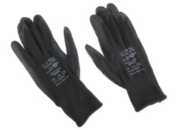 Pracovné rukavice z polyesteru polomáčané v PU GLOVE PE-PU 10, čierne, veľ. 10\