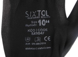 Pracovné rukavice z polyesteru polomáčané v polyuretáne GLOVE PE-PU 10, čierne, veľkosť 10