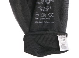 Pracovné rukavice z polyesteru polomáčané v PU GLOVE PE-PU 10, čierne, veľ. 10\