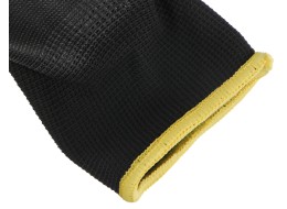 Pracovné rukavice z polyesteru polomáčané v polyuretáne GLOVE PE-PU 11, čierne, veľkosť 11