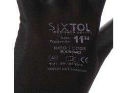 Pracovné rukavice z polyesteru polomáčané v polyuretáne GLOVE PE-PU 11, čierne, veľkosť 11