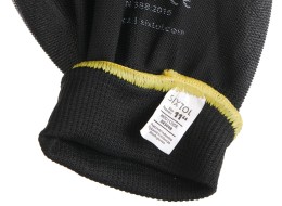 Pracovné rukavice z polyesteru polomáčané v PU GLOVE PE-PU 11, čierne, veľ. 11\
