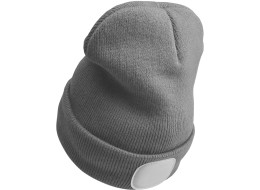 Čiapka s čelovkou 180 lm, nabíjateľná, USB, univerzálna veľkosť, bavlna/PE, svetlo šedá