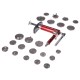 Pneumatický stláčač brzdových piestov MECHANIC BRAKE SET PNEU 23, sada 23 ks