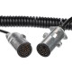 Prepojovací špirálový kábel 7pin typ N TRAILER CABLE 13, kovová zástrčka, 24V, 3,5m
