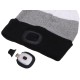 Čiapka s čelovkou 180 lm, dobíjateľná, USB, univerzálna veľkosť, bavlna/PE, čierna/sivá/biela