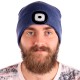 Čiapka s čelovkou 180 lm, nabíjateľná, USB, univerzálna veľkosť, bavlna/PE, modrá