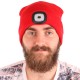 Čiapka s čelovkou 180 lm, nabíjateľná, USB, univerzálna veľkosť, bavlna/PE, červená