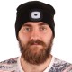 Čiapka s čelovkou 180 lm, nabíjateľná, USB, univerzálna veľkosť, bavlna/PE, čierna