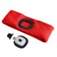 Čelenka s čelovkou 180 lm, nabíjateľná, USB, univerzálna veľkosť, bavlna/PE, červená