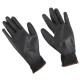 Pracovné rukavice z polyesteru polomáčané v PU GLOVE PE-PU 9, čierne, veľ. 9, 6 párov