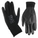 Pracovné rukavice z polyesteru polomáčané v polyuretáne GLOVE PE-PU 10, čierne, veľkosť 10