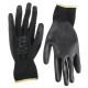 Pracovné rukavice z polyesteru polomáčané v polyuretáne GLOVE PE-PU 11, čierne, veľkosť 11