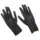 Pracovné rukavice z polyesteru polomáčané v polyuretáne GLOVE PE-PU 11, čierne, veľkosť 11