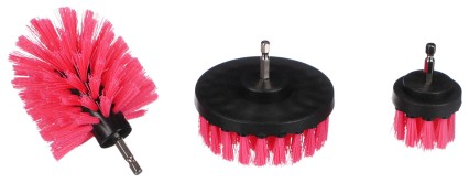 Sada kefiek na vŕtačku na čistenie auta CAR DETAILING DRILL BRUSH PINK 3, 3 ks