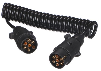 Prepojovací špirálový kábel zástrčky ťažného zariadenia TRAILER CABLE 3, 7-7pin, 3 m