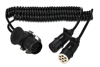 Prepojovací špirálový adaptér z 15pin na 2×7pin zástrčku (S+N) TRAILER CABLE 9, 24V, 3,5m