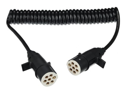 Prepojovací špirálový kábel 7pin typ S TRAILER CABLE 10, plastová zástrčka, 24V, 3,5 m
