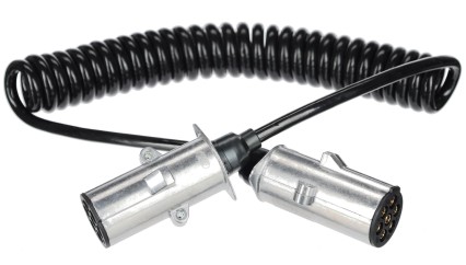 Prepojovací špirálový kábel 7pin typ N TRAILER CABLE 13, kovová zástrčka, 24V, 3,5m