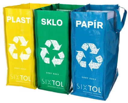 Vaky na triedený odpad SORT EASY 3 SLIM, 18x30x40 cm, 3 x 22 l, 3 ks