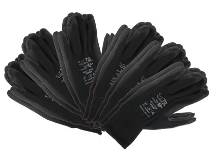 Rukavice pracovné z polyesteru polomáčané v PU GLOVE PE-PU 10, čierne, vel 10
