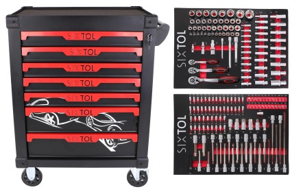 Dielenský vozík na náradie MECHANIC TROLLEY KEVIN 182, 7 zásuviek, 182 ks náradia