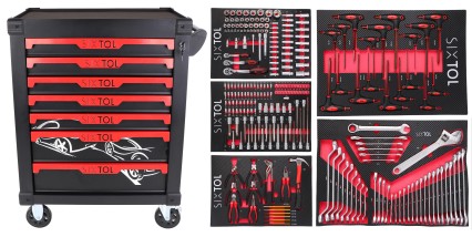 Dielenský vozík na náradie MECHANIC TROLLEY KEVIN 253, 7 zásuviek, 253 ks náradia
