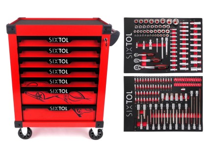 Dielenský vozík na náradie MECHANIC TROLLEY KEVIN RED 182, 7 zásuviek, 182 ks náradia