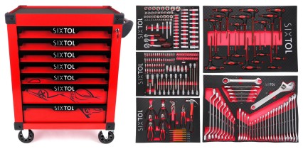 Dielenský vozík na náradie MECHANIC TROLLEY KEVIN RED 253, 7 zásuviek, 253 ks náradia